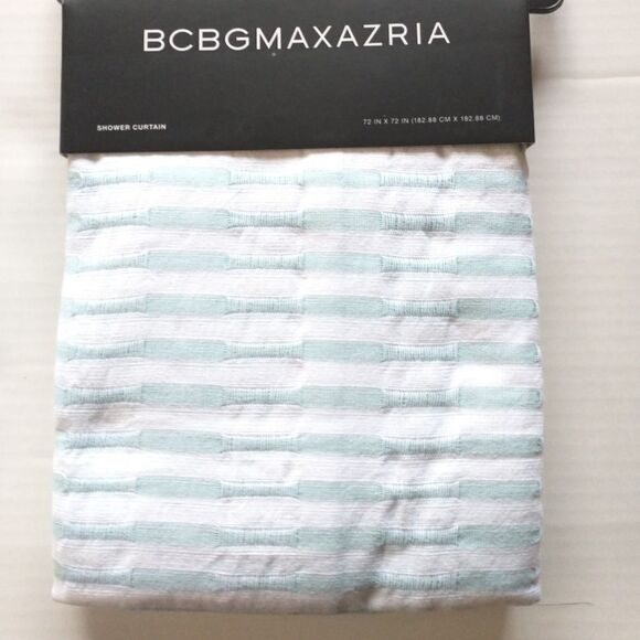 New! BCBGMAXAZRIA Chunky Striped Textured 100% Cotton Shower Curtain 72"L x 72"W - Picture 2 of 3
